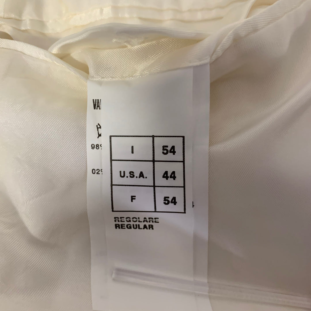 VALENTINO Size 44 Cream Seersucker Cotton Blend Notch Lapel Sport Coat