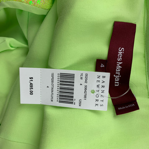 SIES MARJAN Size 4 Neon Green Sequin Polyester Cocktail Dress