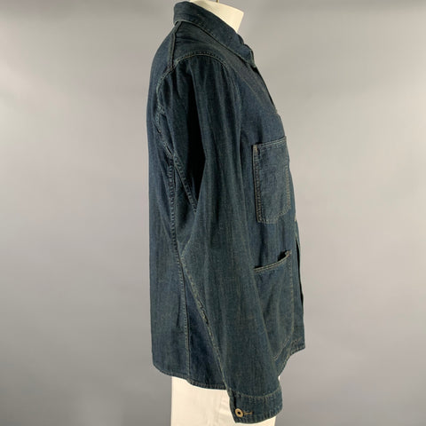 RRL by RALPH LAUREN Size L Navy Cotton Linen Worker Jacket