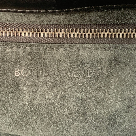 BOTTEGA VENETA Size L Virgule Black Woven Intrecchiato Leather Saddle Bag