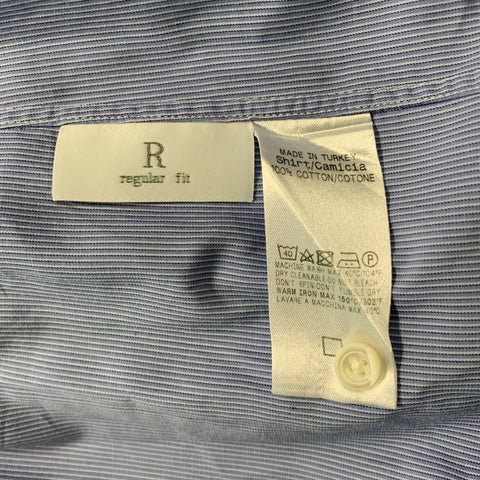 ERMENEGILDO ZEGNA Taille L Chemise à manches longues en coton à rayures bleues