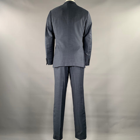 ERMENEGILDO ZEGNA Size 38 Navy Heather Wool Notch Lapel Suit