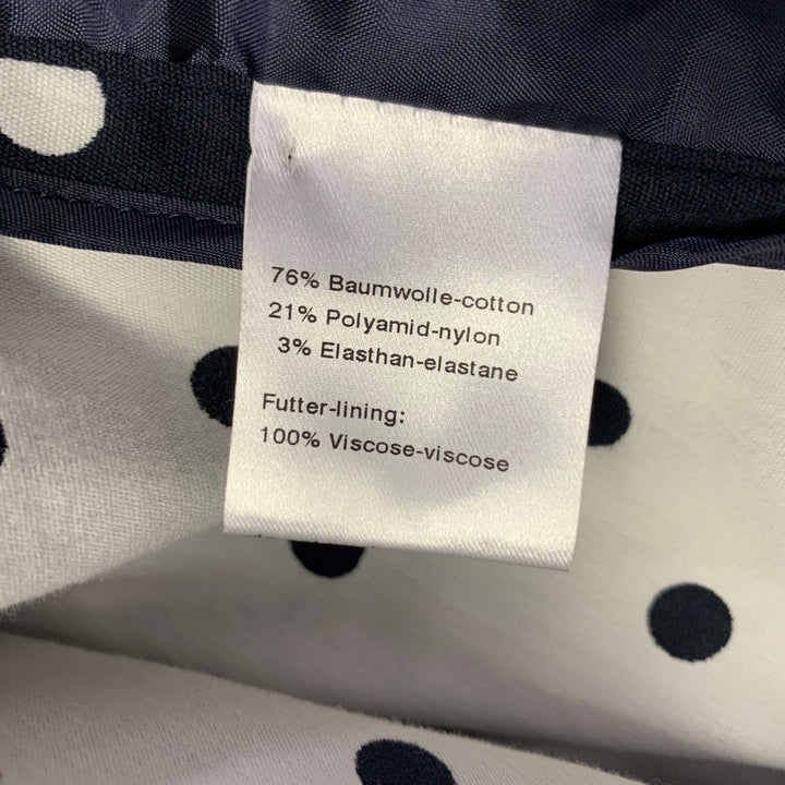 AKRIS Size 12 Navy White Cotton Blend Polka Dot Blazer