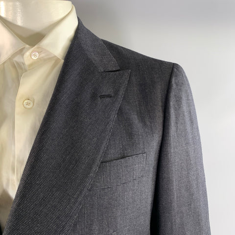 SARTORIO Chest Size 44 Grey White Speckled Wool Double Breasted Suit