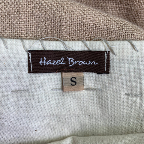 HAZEL BROWN Size S Beige Natural Linen Woven Bubble Hem Skirt