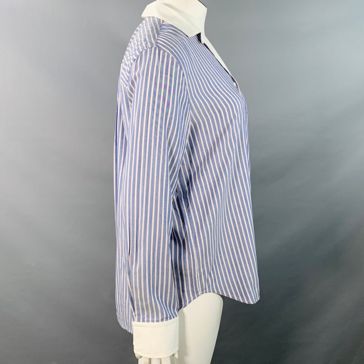 RAG & BONE Size L Blue White Rayon Cotton Stripe One Pocket Shirt
