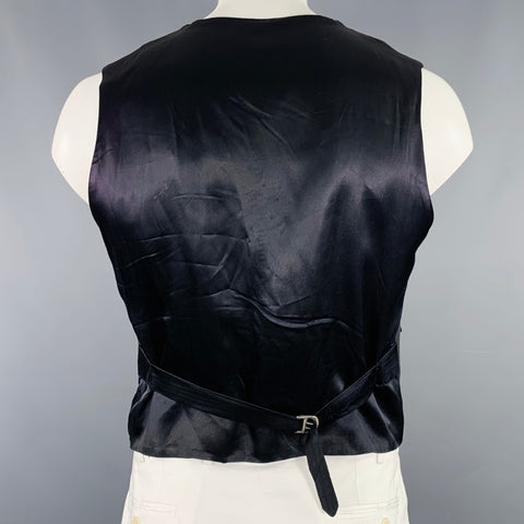 JOHN RICHMOND Size XL Black Grey Pinstripe Wool Mixed Fabrics Vest