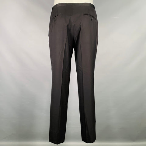 KITON Size 36 Black Wool Shawl Collar Three Piece Tuxedo