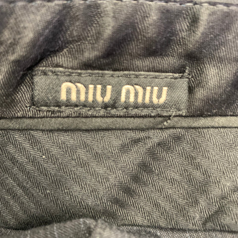 MIU MIU Size 38 Black Blue Pinstripe Virgin Wool Blend Notch Lapel Suit