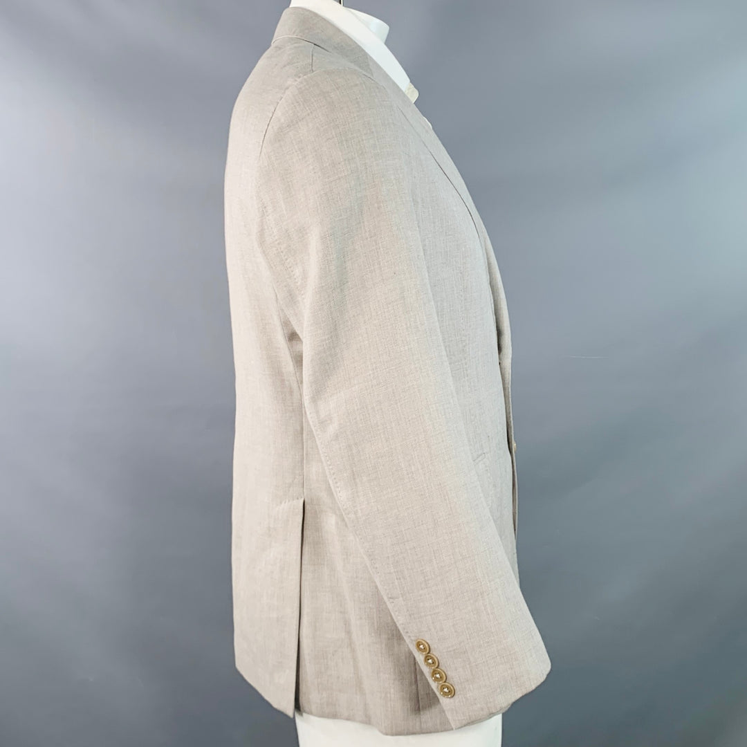 ARMANI COLLEZIONI Size 44 Regular Grey Beige Woven Notch Lapel Sport Coat