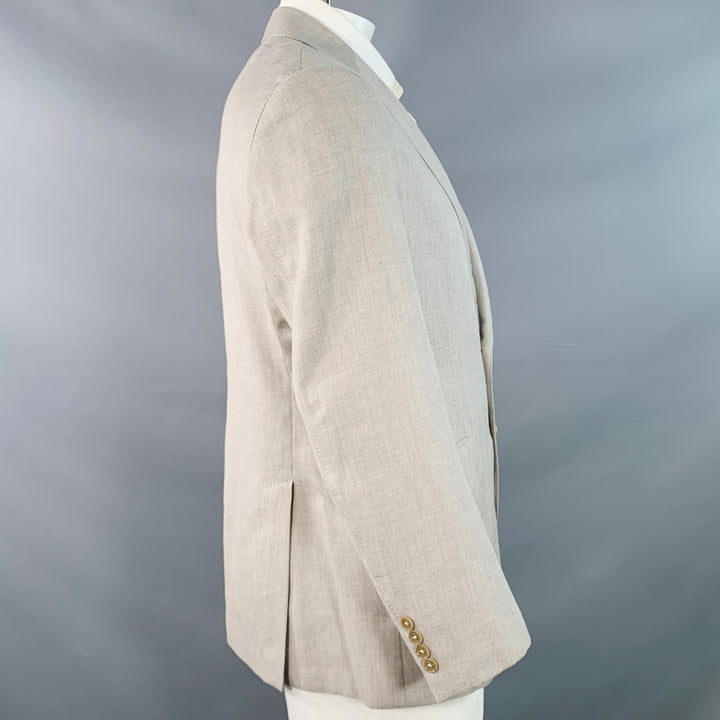 ARMANI COLLEZIONI Size 44 Regular Grey Beige Woven Notch Lapel Sport Coat