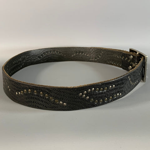 BRAVE Size 38 Brown Dark Metallic Perforated Leather Belt