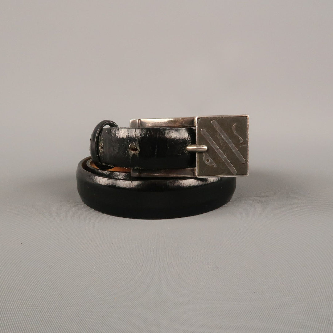 WCM NEW YORK Size L Black Solid Calfskin Belt