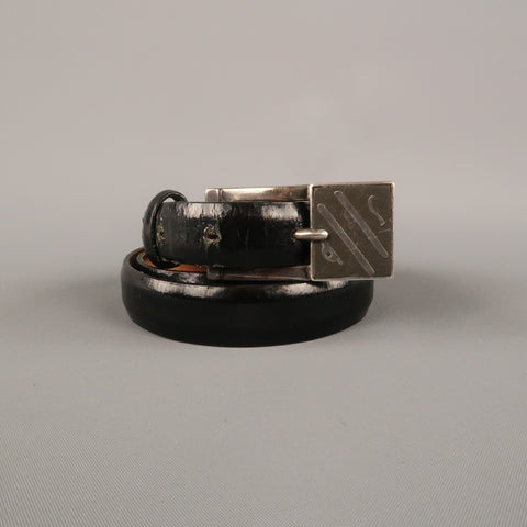WCM NEW YORK Size L Black Solid Calfskin Belt