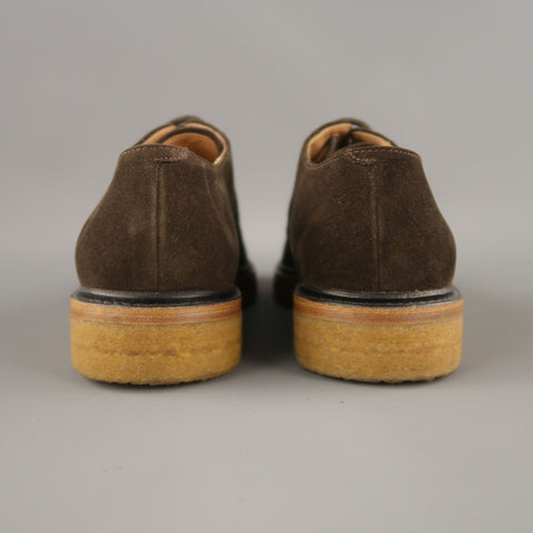 DRIES VAN NOTEN Size US 7 Brown Solid Suede Crepe Sole Lace Up Shoes