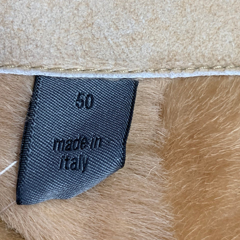 Manteau boutonné en cuir d'agneau retourné beige JOHN VARVATOS taille 40