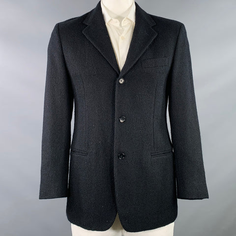 BILLY BLUE Size 42 Black Woven Virgin Wool Twill Single Breasted Sport Coat