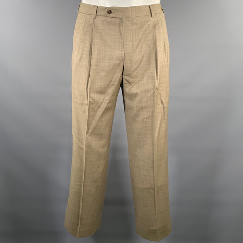 BELVEST Size 44 Khaki Brown Woven Wool Notch Lapel Suit