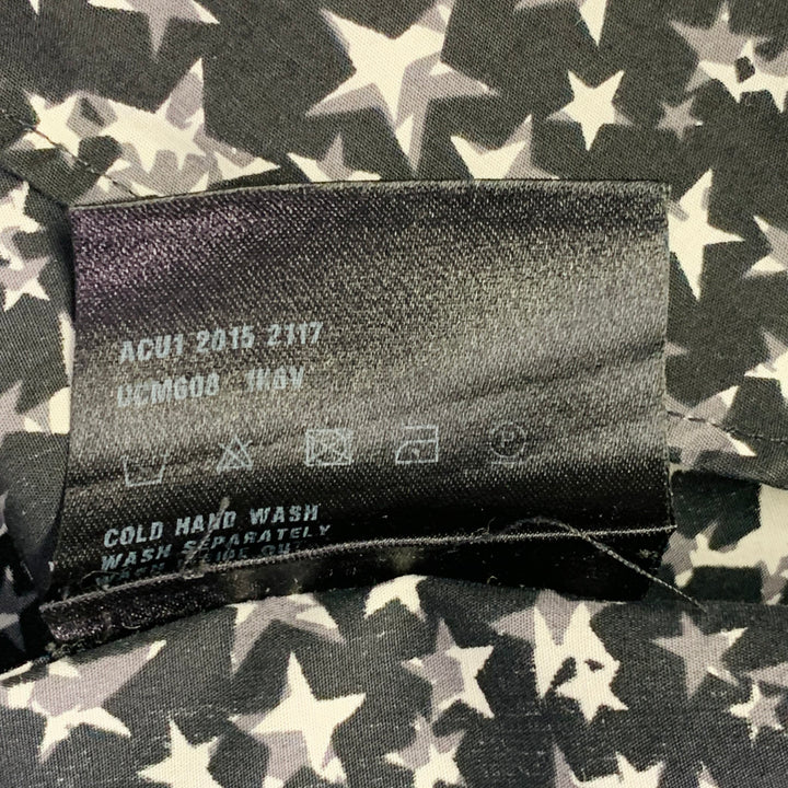 PRADA Size S Black White Grey Stars Cotton Button Up Long Sleeve Shirt