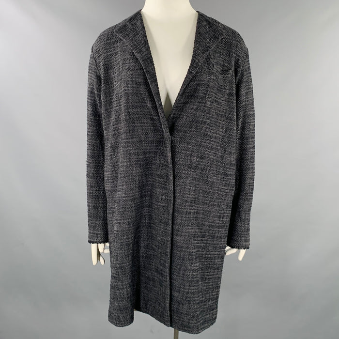 ISSEY MIYAKE Size L Grey Navy Single Breasted Snaps Coat
