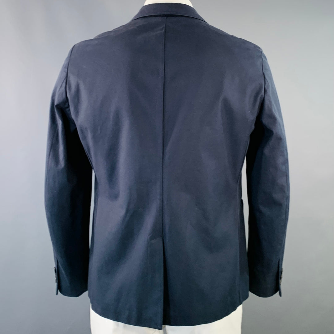 RAF SIMONS Size 42 Regular Navy Cotton Notch Lapel Sport Coat