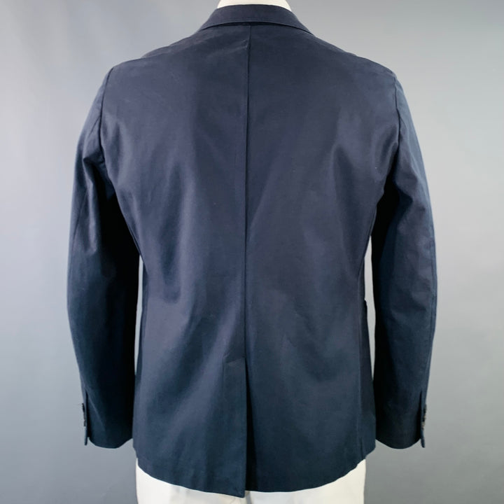 RAF SIMONS Size 42 Regular Navy Cotton Notch Lapel Sport Coat