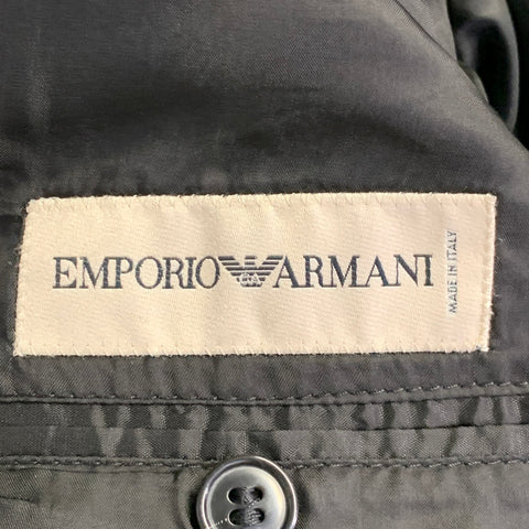 EMPORIO ARMANI Size 40 Regular Black White Chevron Virgin Wool Notch Lapel Suit
