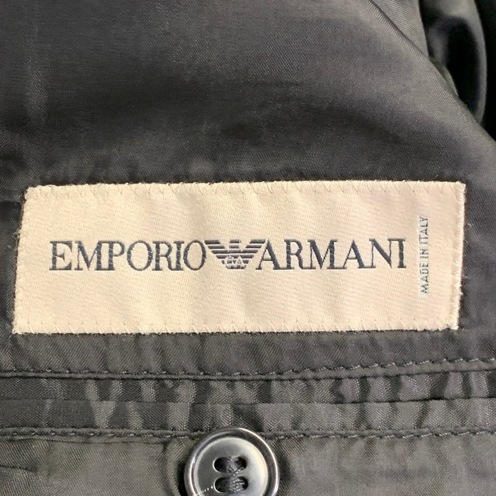 EMPORIO ARMANI Size 40 Regular Black White Chevron Virgin Wool Notch Lapel Suit
