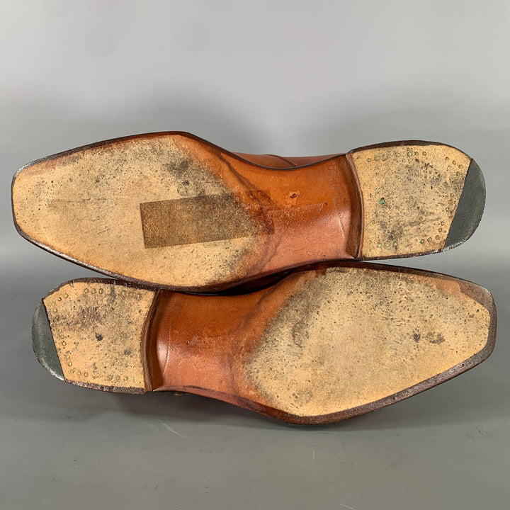 RALPH LAUREN Size 8.5 Brown Wingtip Leather Monk Strap Loafers