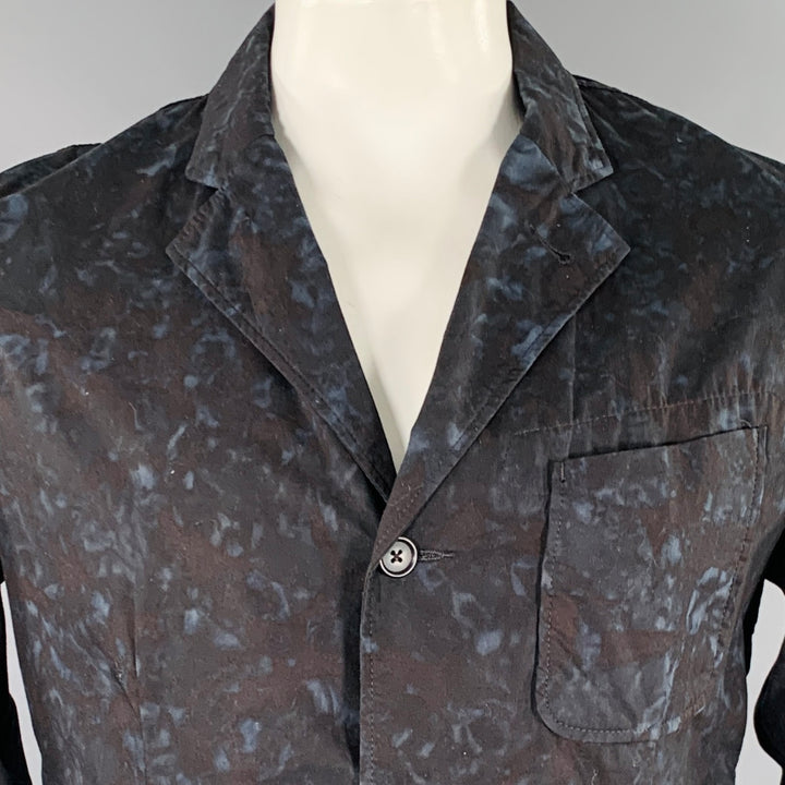 ENGINEERED GARMENTS Size L Black Blue Marbled Cotton Chore Jacket