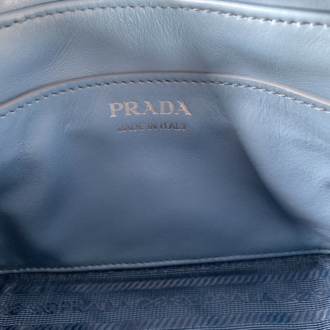 PRADA Blue Quilted Calfskin Leather Shoulder Bag Handbag