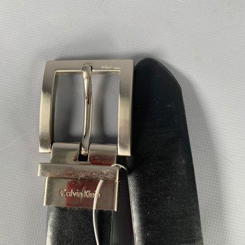 CALVIN KLEIN Size S Black Silver Leather Belt