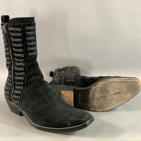 HAIDER ACKERMANN FW2016 Size 9 Black Suede Zippers Boots