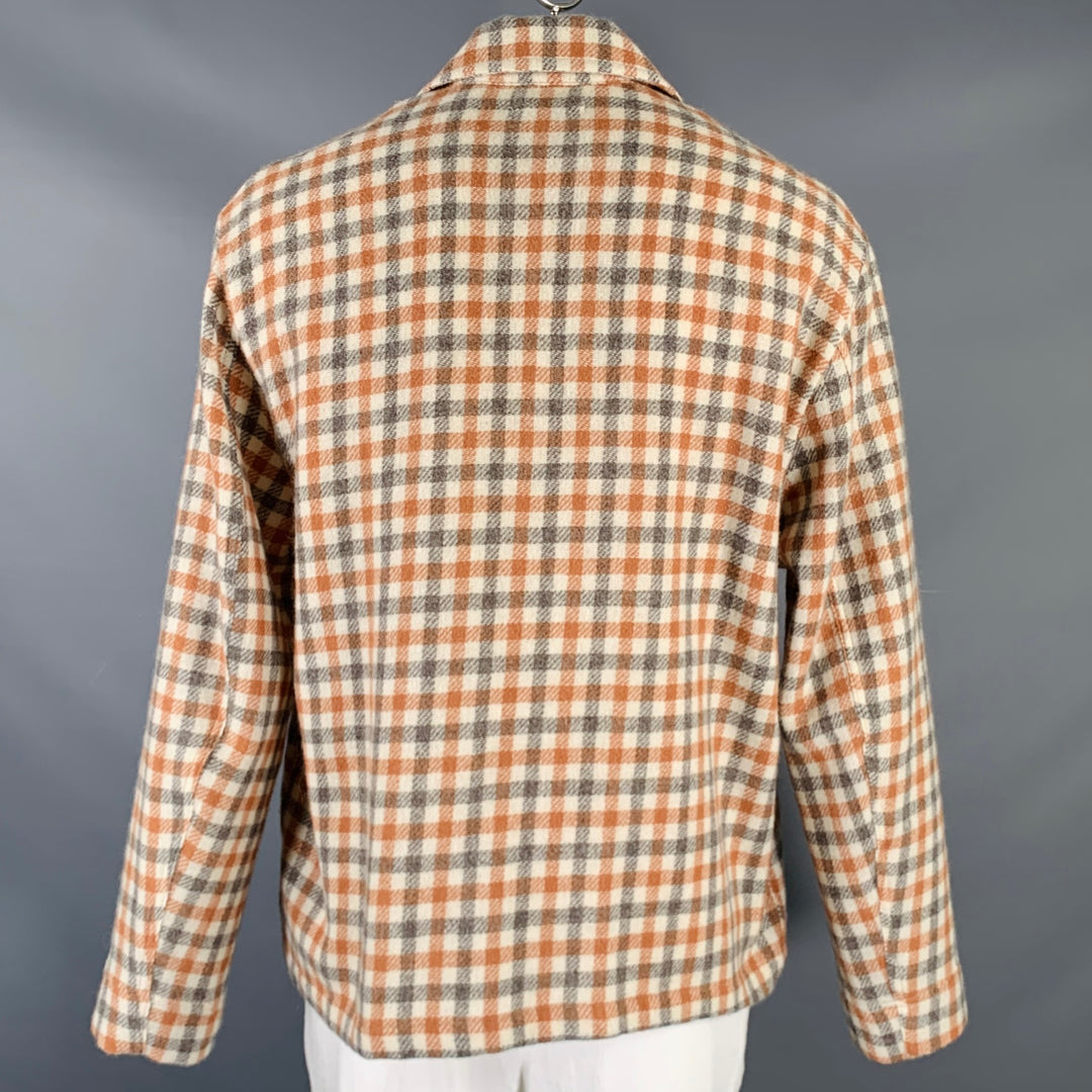 OUR LEGACY Size L Cream Orange Grey Checkered Patch Pocket Jacket