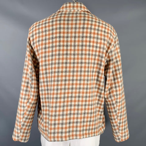 OUR LEGACY Taille L Veste à poches plaquées à carreaux crème orange gris