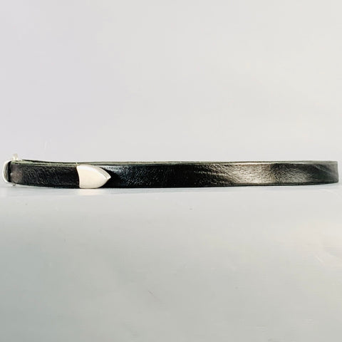 OUR LEGACY Size L Black Silver Leather Skinny Belt