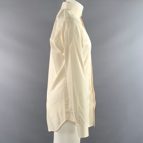 HAMILTON Size M Cream Solid Spread Collar Long Sleeve Shirt