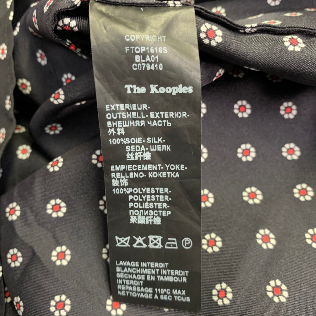 THE KOOPLES Size S Black Red White Silk Floral Short Sleeve Casual Top