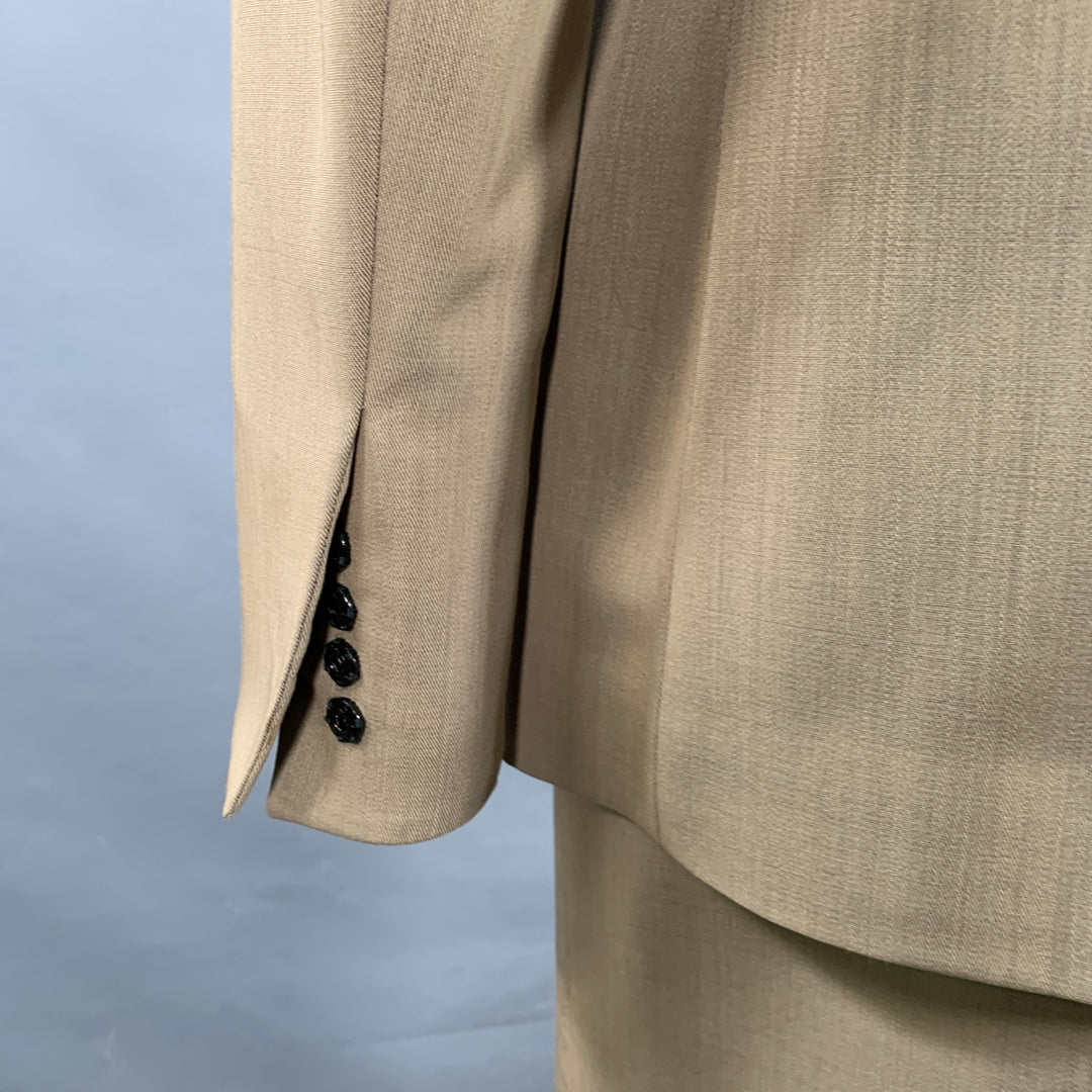 JEAN PAUL GAULTIER Size 6 Beige Wool Single Breasted Skirt Suit