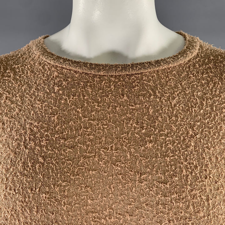 JOHN ELLIOTT Size L Camel Textured Cotton Nylon Boat Neck Pullover