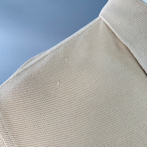 BURBERRY BRIT Size M Beige Embroidery Cotton Pique Classic Fit Contrast Trim Long Sleeve Polo