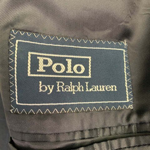POLO by RALPH LAUREN Size 46 Navy Blue Window Pane Virgin Wool Suit