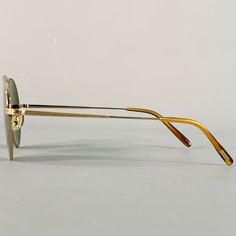OLIVER PEOPLES Rockmore Gold Engraved Metal Aviator Sunglasses