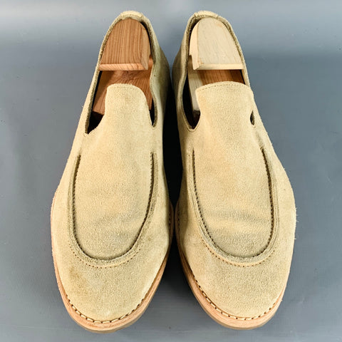 ALLEN EDMONDS Size 13 Denali Beige Vegetable Tanned Suede Crepe Sole Slip On Venetian Loafers
