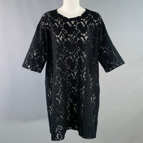 MAISON MARTIN MARGIELA Size M Black Polyamide Blend Lace Crew Neck T-Shirt Dress