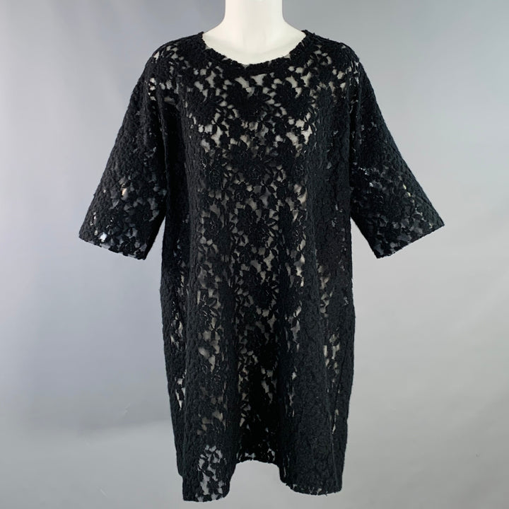 MAISON MARTIN MARGIELA Size M Black Polyamide Blend Lace Crew Neck T-Shirt Dress