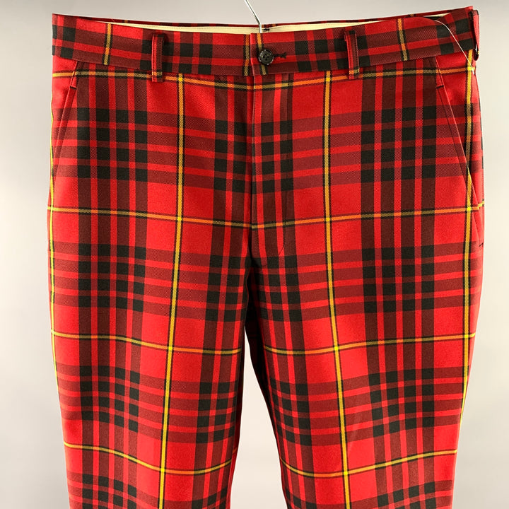 COMME des GARCONS HOMME PLUS Size M Red Black Yellow Tartan Pants
