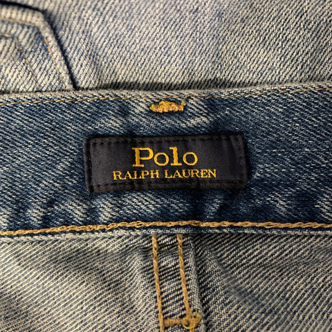 RALPH LAUREN Size 34 Blue Distressed Denim Jeans