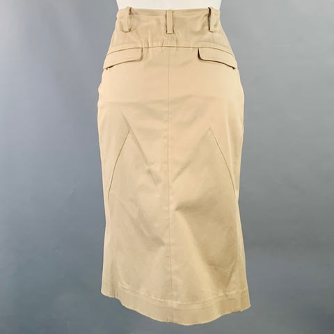 JIL SANDER Size M Beige Khaki Cotton Blend Midi Pencil Skirt