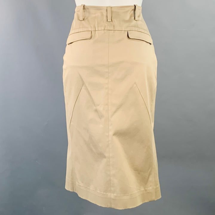 JIL SANDER Size M Beige Khaki Cotton Blend Midi Pencil Skirt
